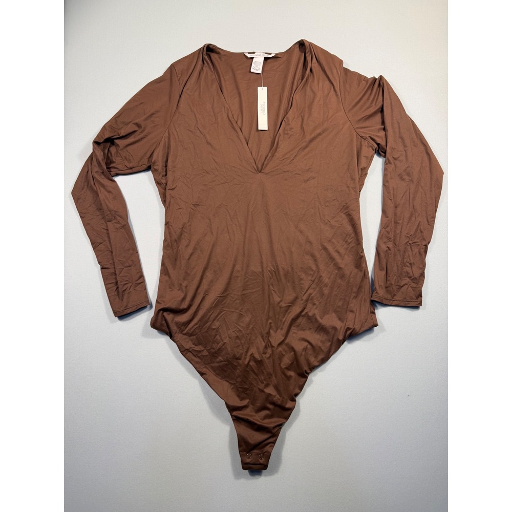 Victorias Secret Long Sleeve V-Neck Bodysuit Brown XXL